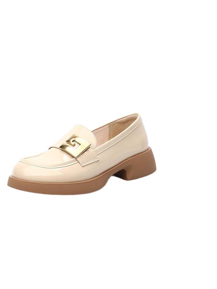 Woodpecker Damen Mokassins im britischen Stil aus Lackleder zum Hineinschlüpfen mit weicher Sohle und Blockabsatz für den Herbst