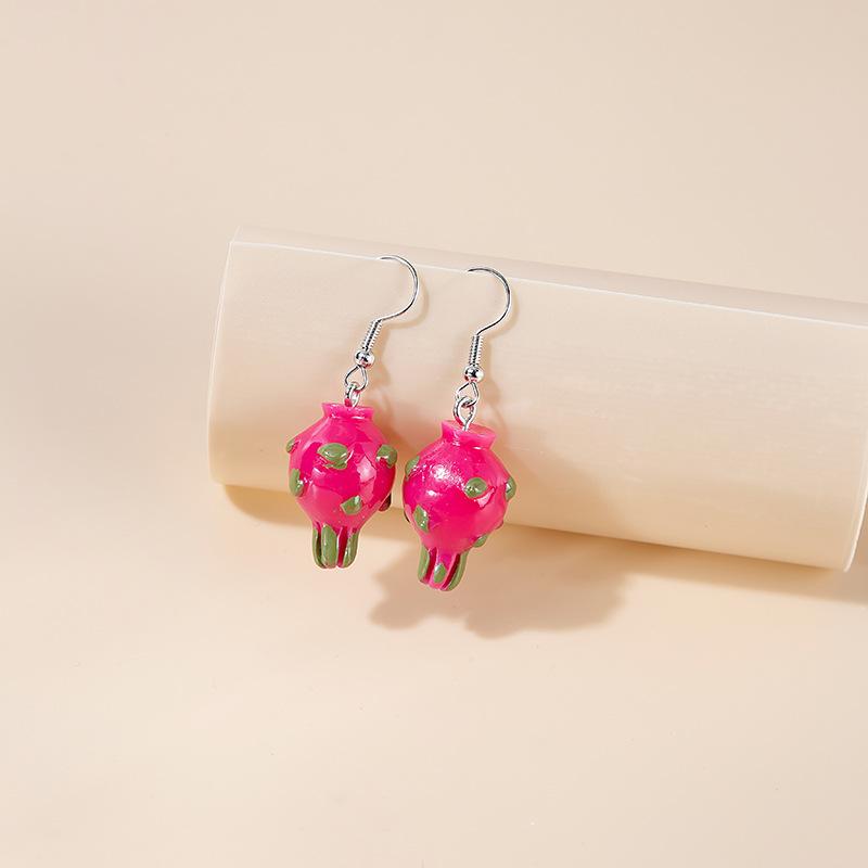 Dongdaemun Kawaii Mori Simulation Fruit Earrings, Cartoon Mangosteen Banana Lemon Potato Earrings