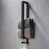 Stainless Steel Towel Rack, No Drilling Towel Rack, 40cm Self Adhesive Guest Towel Rack with Hook for Bathroom (Black)