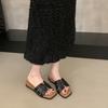 Wedge heel platform slippers women's shoes wear 2025 new summer with skirt one-word holiday sandals