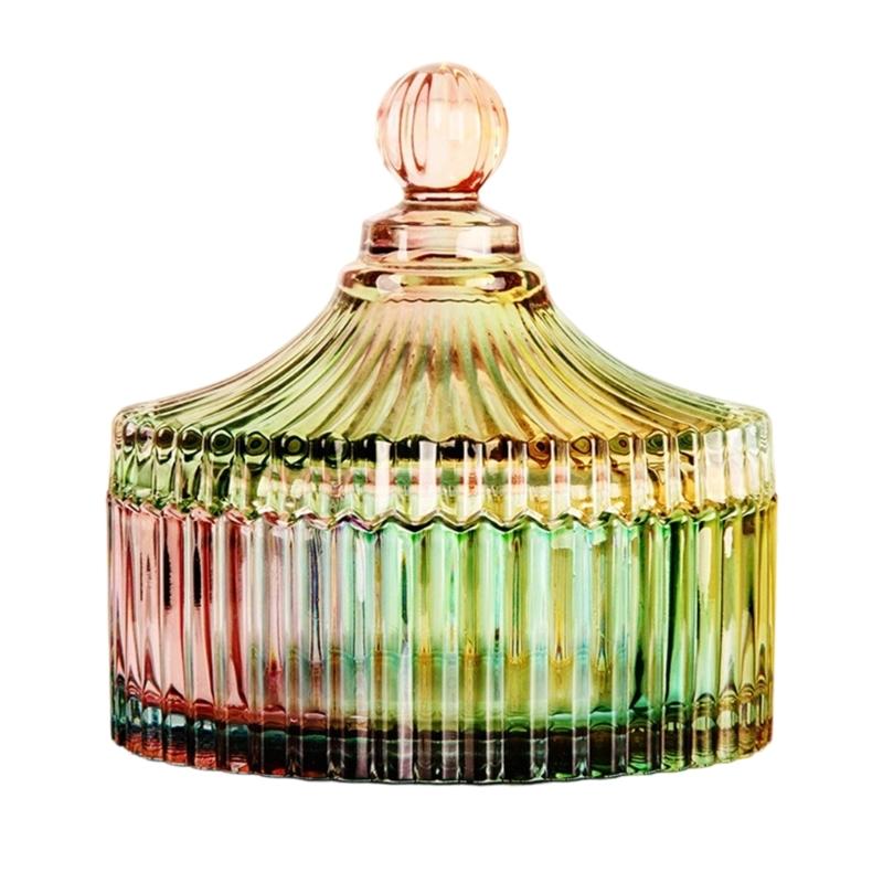 Beautiful European Style Multicolored High Transparency Glasses Candy Storage Jar for Decors and Organization at Homes