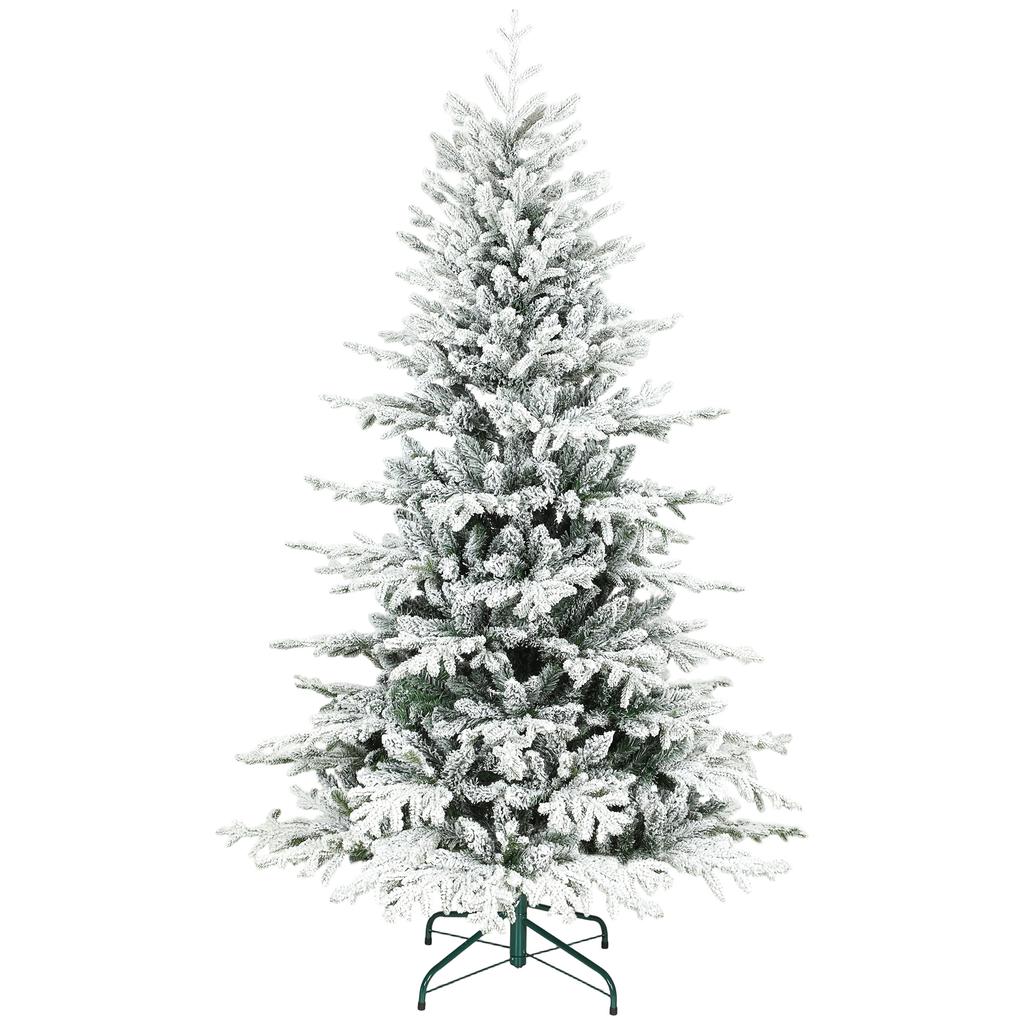 Artificial Christmas Tree, 180cm Christmas Tree with Snow, 1815 Branches, Foldable Metal Stand