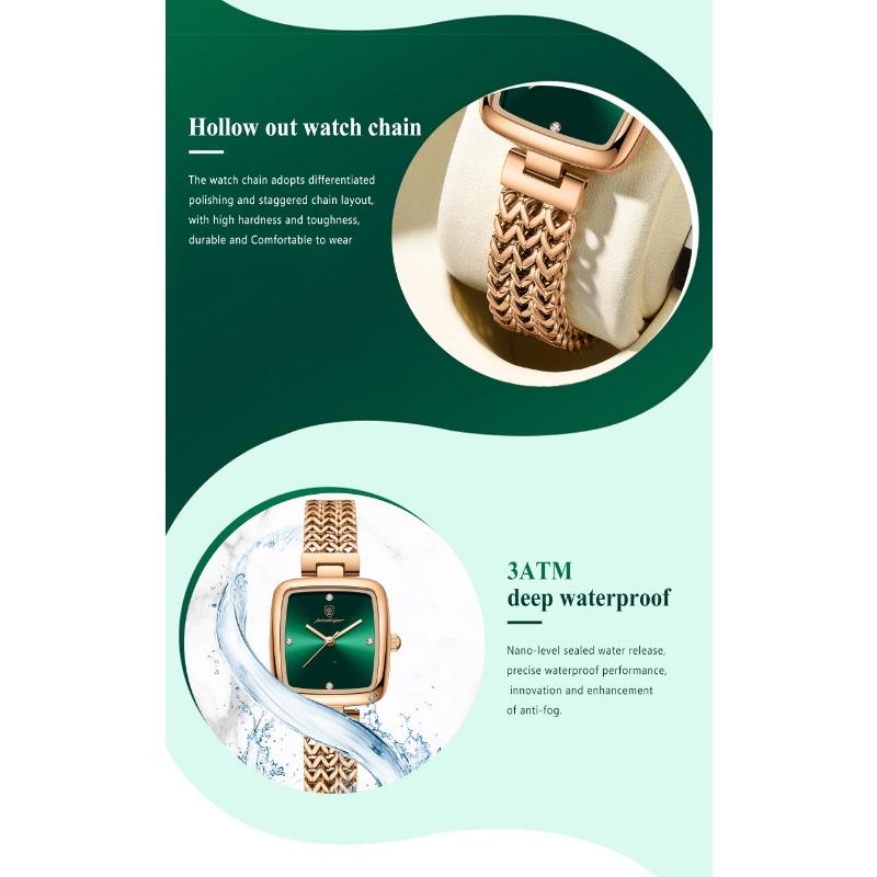 POEDAGAR Luxury Square Watch for Woman Waterproof Stainless Steel Quartz Watches Female Elegant Dress Simple Ladies Watch