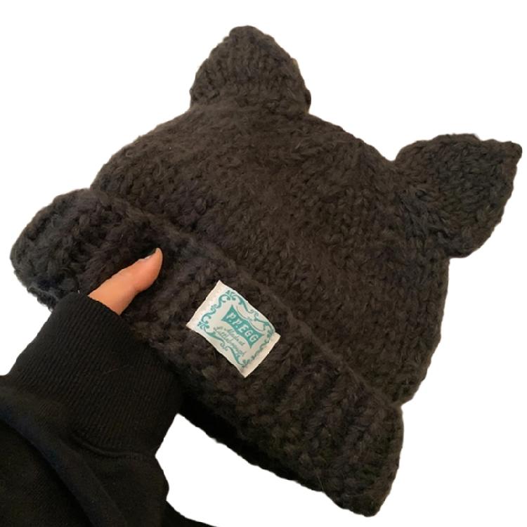 Cats Ear Knitted Hat Women Snow Hat for Girl Snow Skiing Cycling Winter Crochet Snow Hat for Women Outdoor Activity
