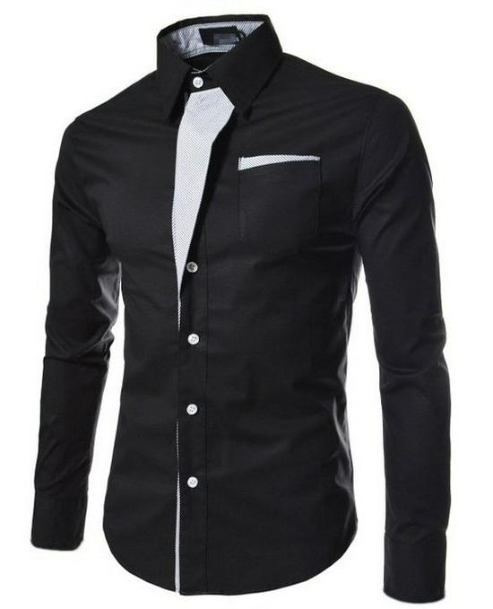2023 Striped Multi-Color Slim Fit Men's Long Sleeve Shirt