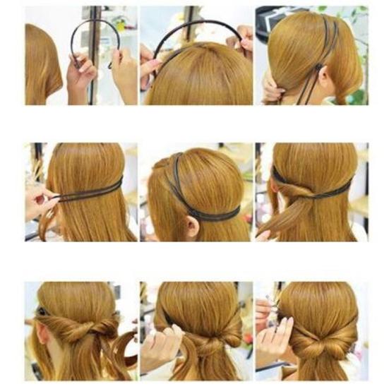 Lady Hair Hoop Band Headband Elastic Rubber String Easy Hair Styling Making Tool
