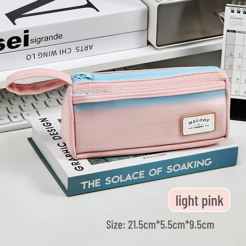 Korean Style Large Capacity Student Pen Case - Solid Color, Triangular Design