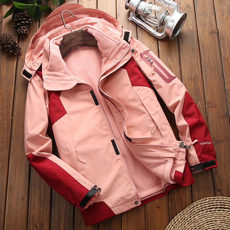 Spring, Autumn and Winter Outdoor Jacket Women's Two-piece Set Three-in-One Mountaineering Suit Windproof Fleece Jacket