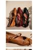 Beijiani Women's Cross-Buckle Sheepskin Mary Jane Square-Toe Flats
