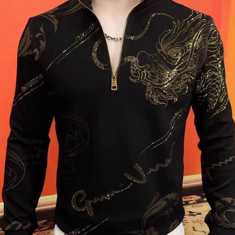 Autumn Winter KPOP Fashion Style Harajuku Slim Fit Ropa Hombre Loose Casual All Match T-shirts Insert O Neck Zipper Sweatshirt