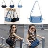 Stylish Korean Minimalist Denim Shoulder Bag For Kids In Blue Black And Dark Blue Colors