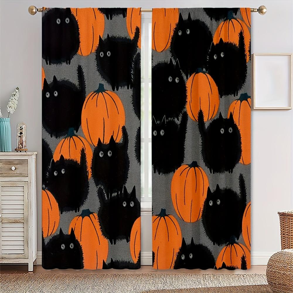 Halloween Härligt Spöke Rolig Pumpa Svart Katt Fönstergardiner För Barn Sovrum Vardagsrum Badrum Kök Dörr Hall 2 delar