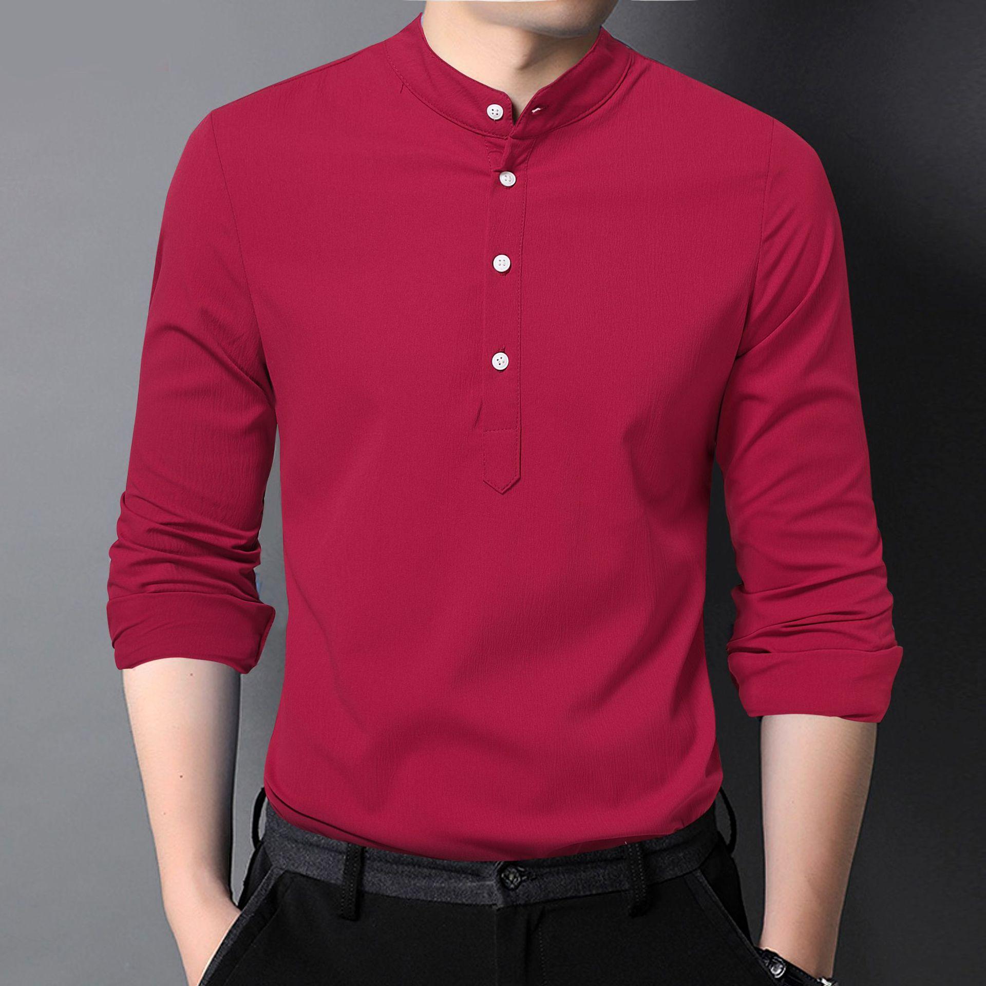 

Мужские льняные рубашки Henley с длинным рукавом, хиппи, йога, летняя пляжная повседневная футболка Henleys M бордовый