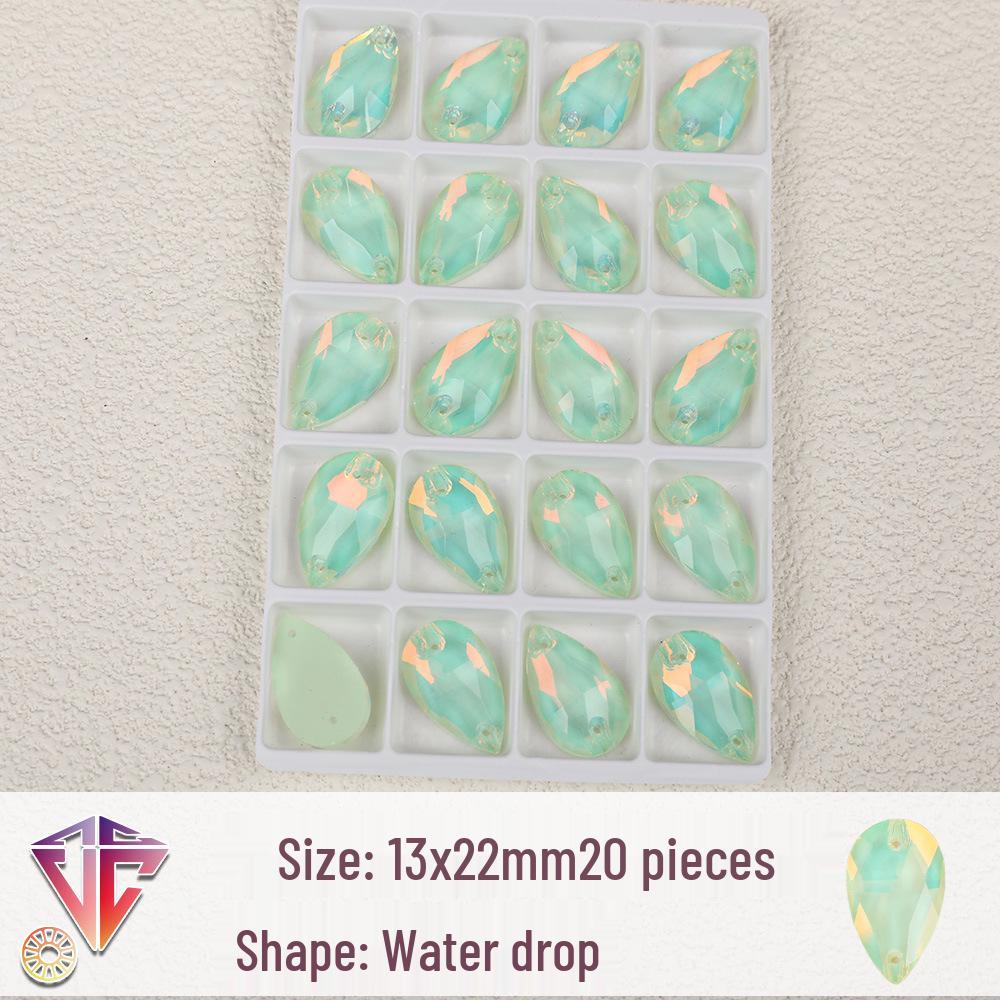 Fluoreszierende Mokka-Tropfen-Strassperlen - Handgefertigte DIY Zwei-Loch Flatback-Accessoires