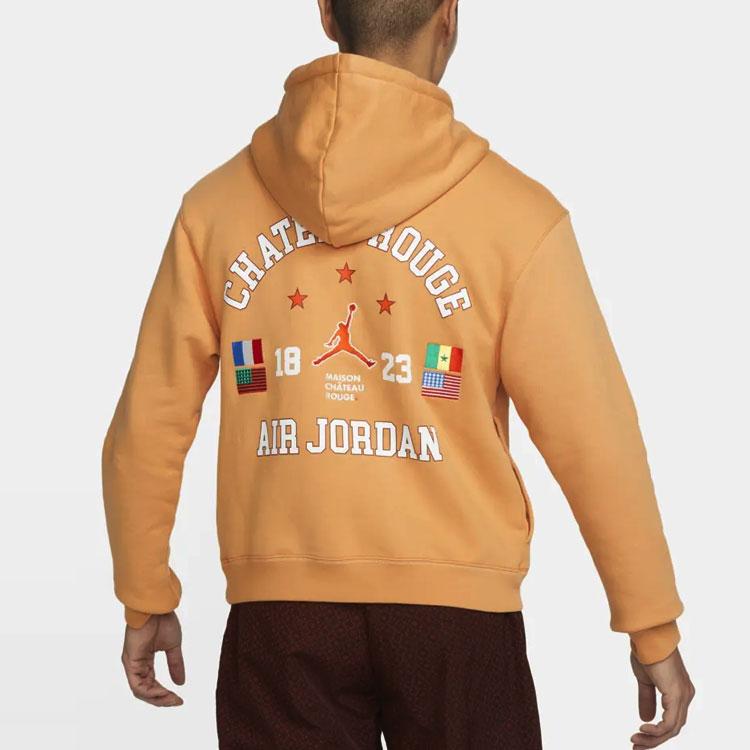 Jordan X Maison Chateau Rouge French Terry Letter Print Hoodie Men Tops Orange DJ9773-839