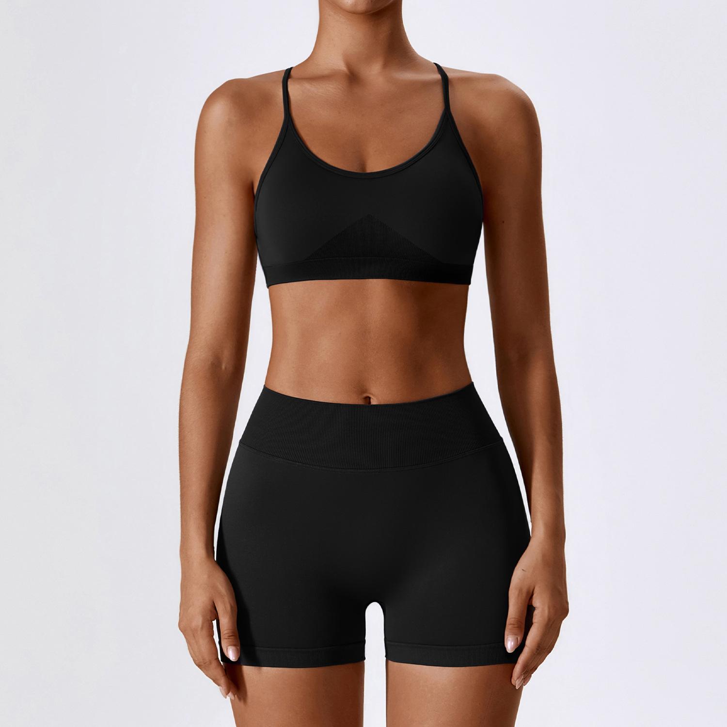 JYL Seamless Backless Yoga Set Quick Dry Tight Fitness Outfit M сосна зеленый