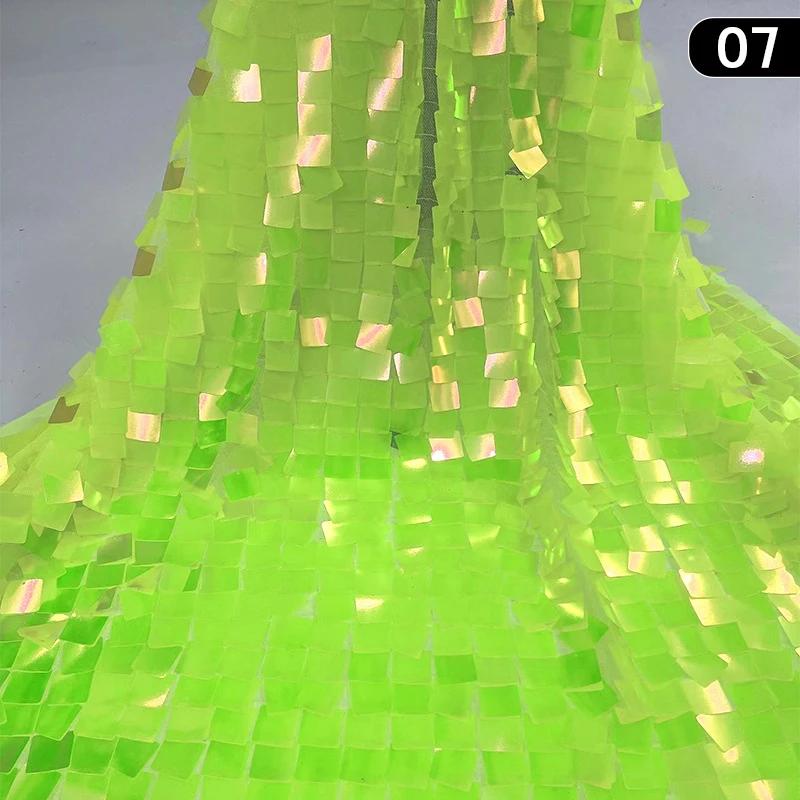 1 Yard Monochromatic Big Square Shiny Mesh Base Fabric Costume Sequin Fabric Women Evening Banquet Dress Sewing Diy Sold By Yard