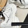 Thick-soled inner height increase Xiaobai 22 spring and autumn new dad shoes leather surface casual sports shoes