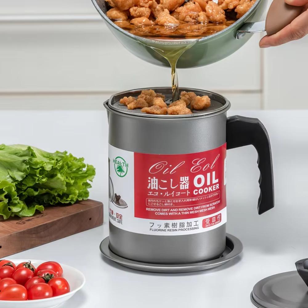 Japanese Style Storage Oil Tank Stainless Steel Grease Container Grease Keeper Lard Can  Household
