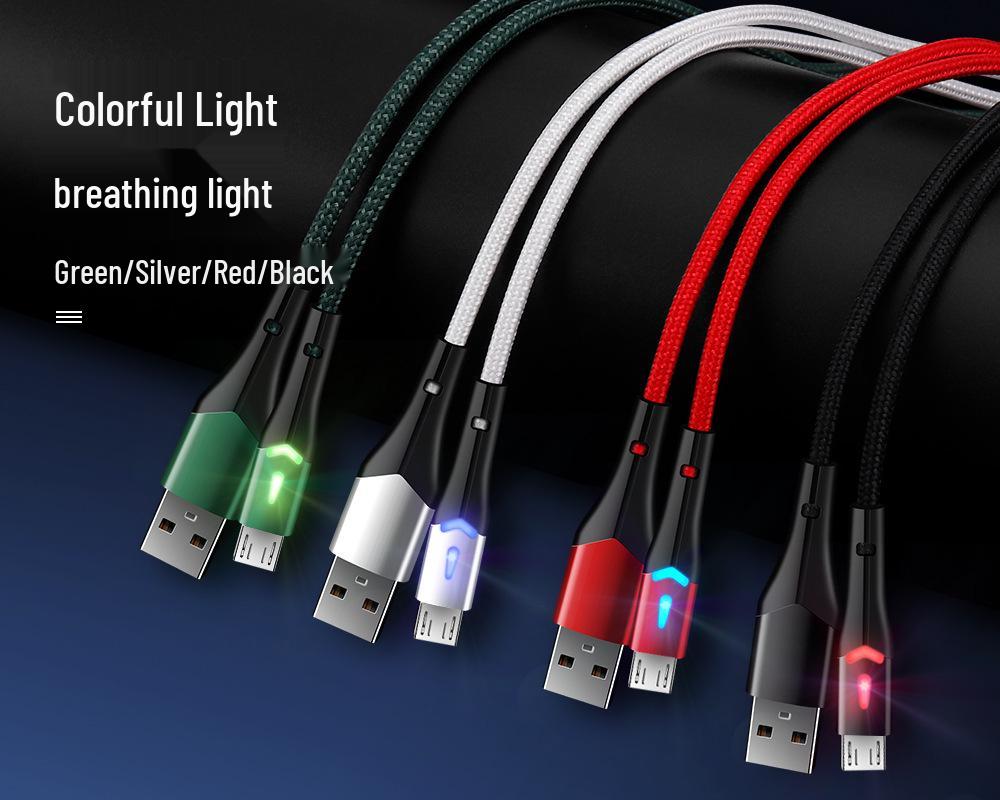 

Cross-Intelligent Braided Fast Charging Cable for Apple & Android Type-C Devices, 3A 1m Android flat connector зелёный