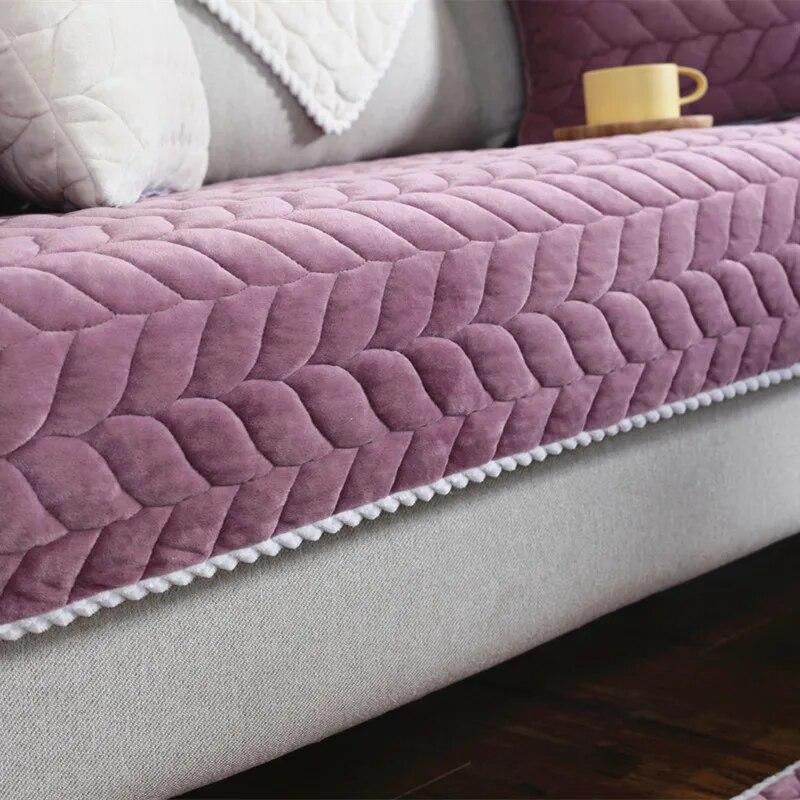 Autumn Winter Sofa Cushion Crystal Velvet Cushion Warm Non-Slip Comfort Couch Cover Solid Color Sofa Cover Towel Back Cushion