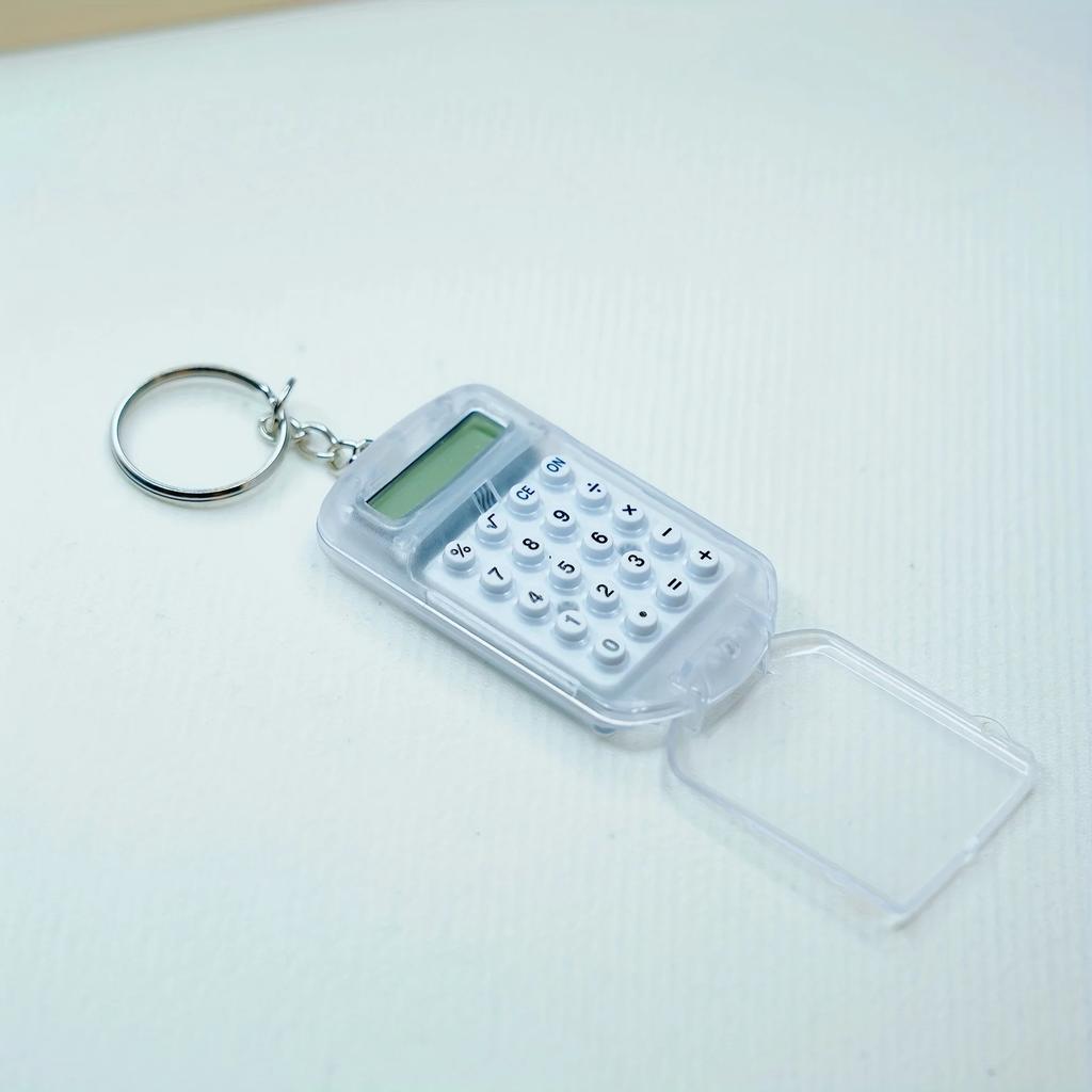 Mini Transparent Flip Calculator Portable Calculators Students' Supplies Gift Cute Calculator with Keychain
