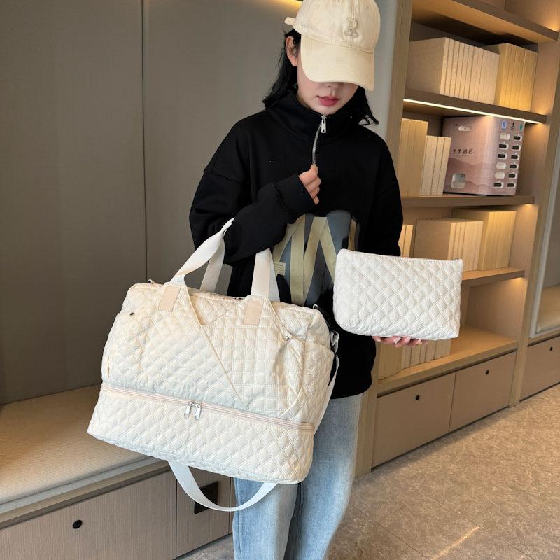 Shoe Warehousing Model for Going Out Large Capacity Portable Travel Bag Dry Wet Separation Sports Gym Bag Two-piece Set Can Be Used To Pull Rod