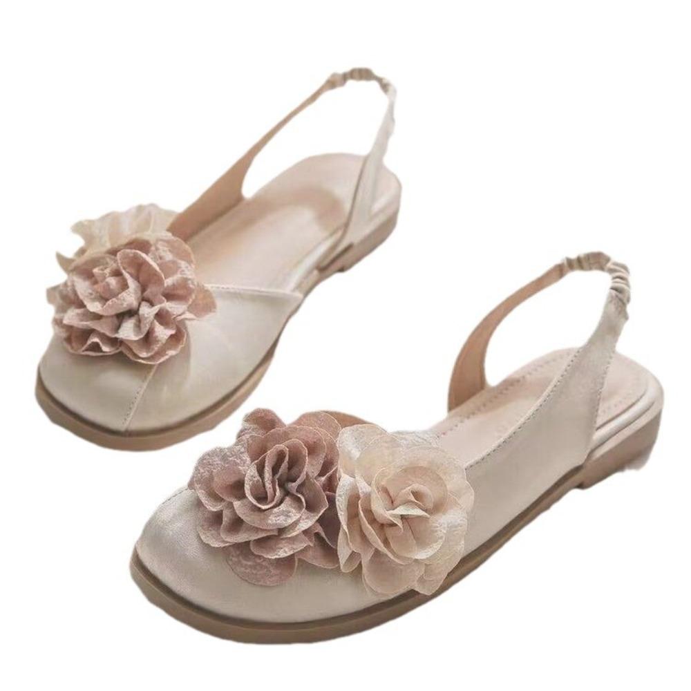 Women Summer Flat Sandals with Skirt Low Heel 1cm 3cm Comfortable Flower Design Female Shoes Women Sandals