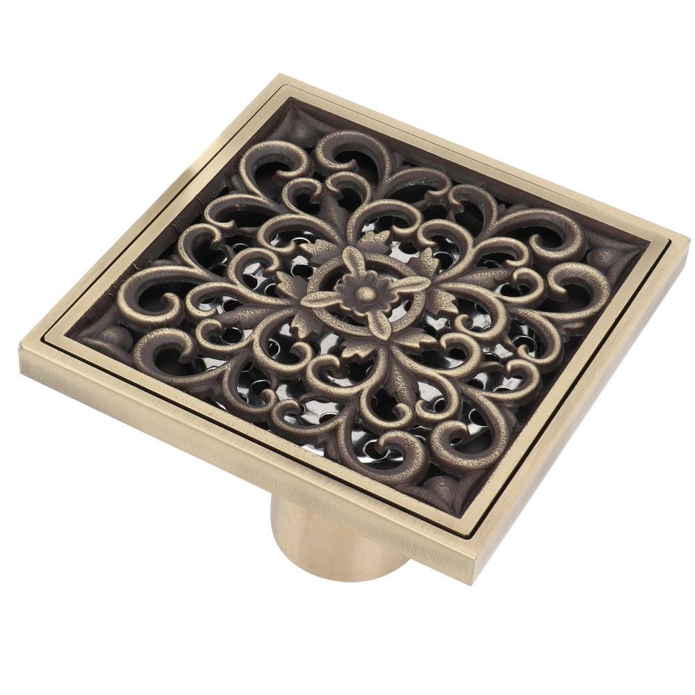 Copper Material Shower Drain Kit Square Shape Drain Strainer Floor Drain Grate  Shower Room