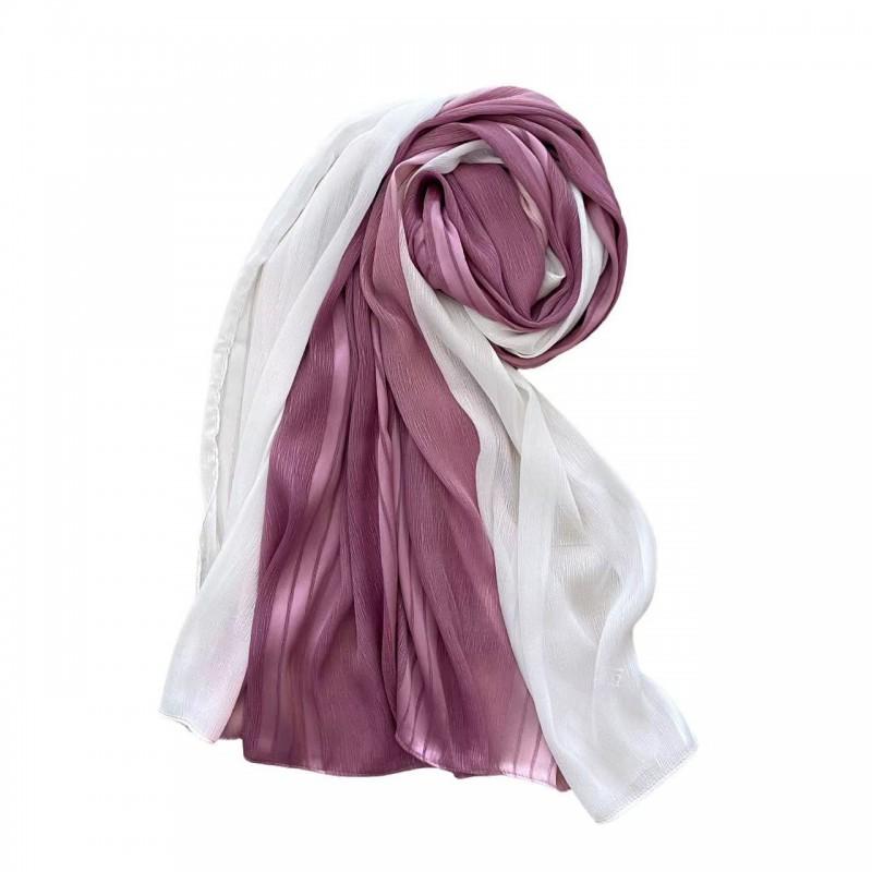 Gradient Striped Pleated Chiffon Scarf Wrap Lightweight Shawl Women Sun Protection Fashion Accessory