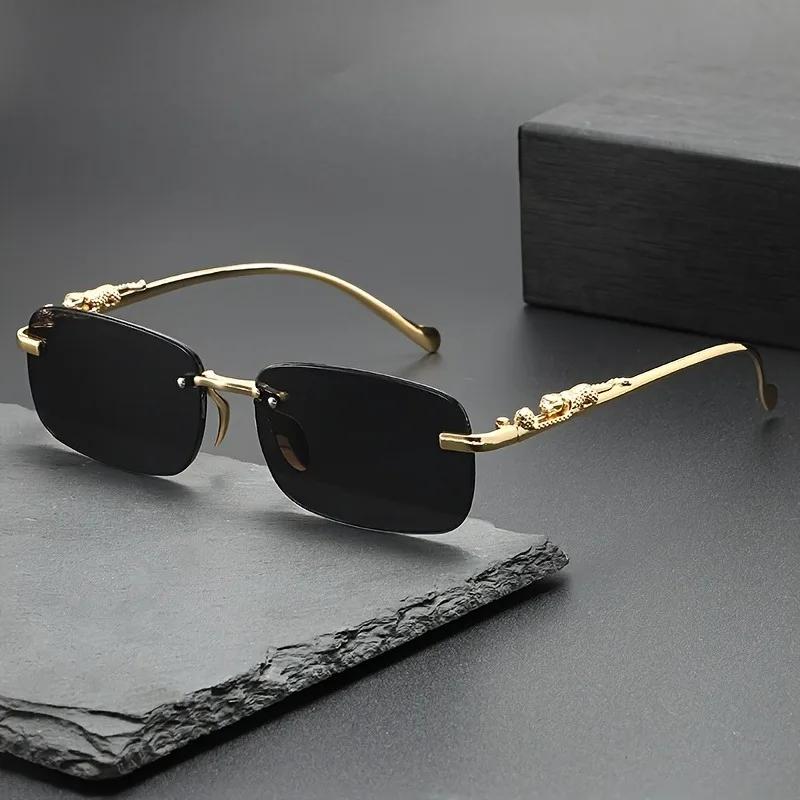 Fashionable square rimless metal glasses suitable for men and women summer decoration suitable for Valentine's Day birthday gift