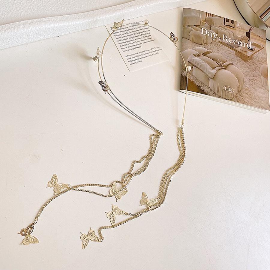 

красивая элегантная повязка на голову с кисточкой-бабочкой для свадеб, банкетов, вечеринок, праздников, сказочных костюмов