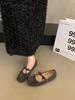 2025 autumn French retro bow Mary Jane shoes women's versatile inner height increase round head with skirt fashion shoes