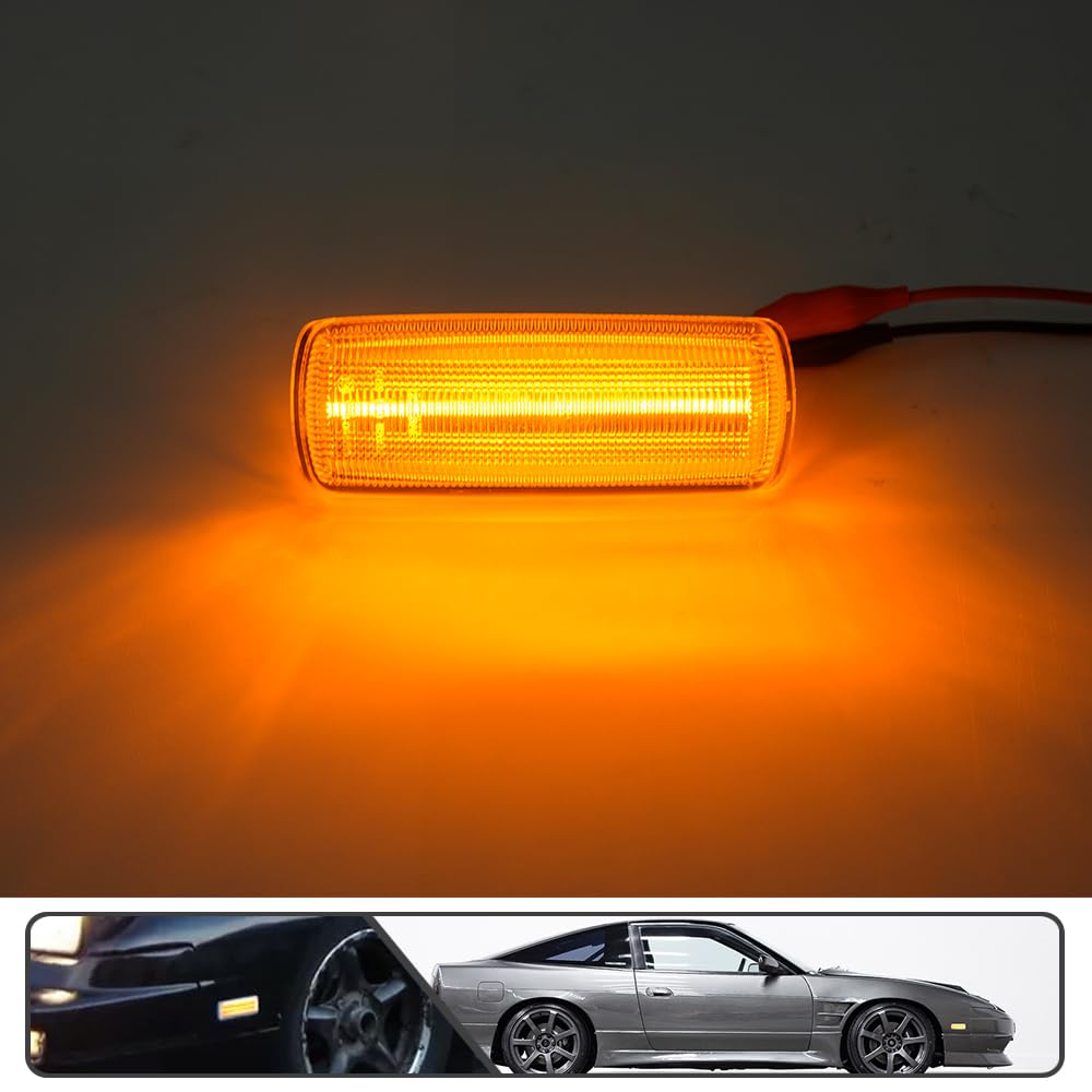 Mingrui Test 2pcs Amber LED Side Marker Lights Ni.ssan 180SX JDM Spec 1989-1998 Front