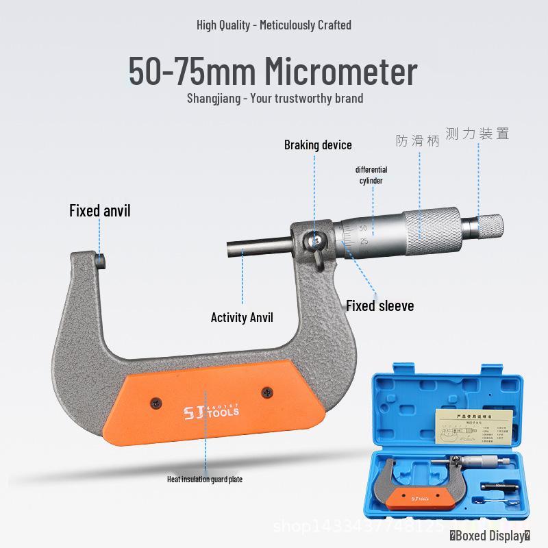 Precision Outside Diameter Spiral Micrometer Caliper 0-100mm