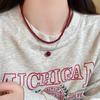 Ankola Red Beaded Necklace for Women - Niche Design, High-End Stacking Clavicle Chain, Fashionable White Beaded Accessories