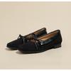 Suede square head ballet shoes women's spring and summer flat-soled single shoes light mouth flat heel retro bow Mary Jane women's shoes