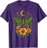 Luna Moth Celestial Garden Graphic Tee Men's Casual Cotton Print Round Neck T-Shirt