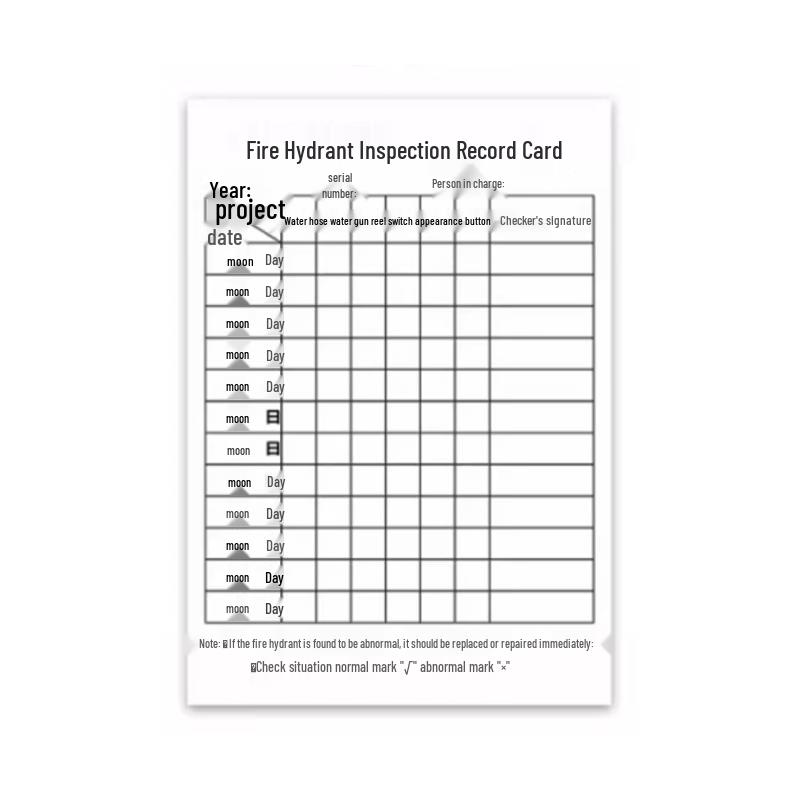 Fire Hydrant Inspection Record Sheet