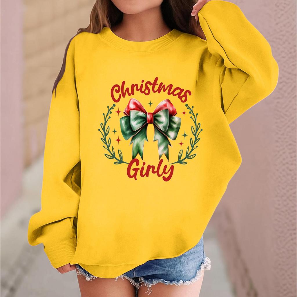 Children's Fashionable Casual Long-sleeved Loose Christmas Print Pullover Sweatshirt