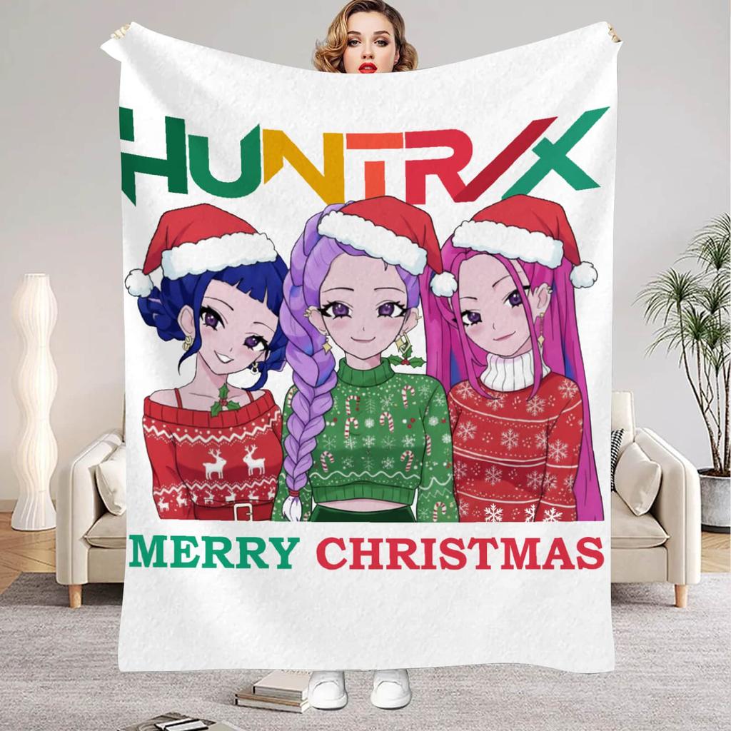 2026 Christmas KPop Demon Hunters Flannel Blankets Travel Living Room Bedroom Sofa Birthday Gifts For Kids Soft Throw Blanket