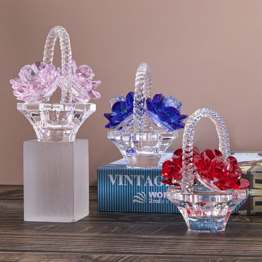 Krystallkunst Krystall Blomsterkurv Figurer Små Bilpynt TV-hylle