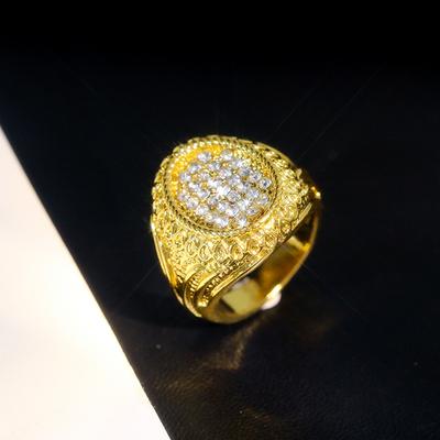 Popular European and American Alloy Diamond Inlaid Luxury Hip-Hop Men's Rings Retro