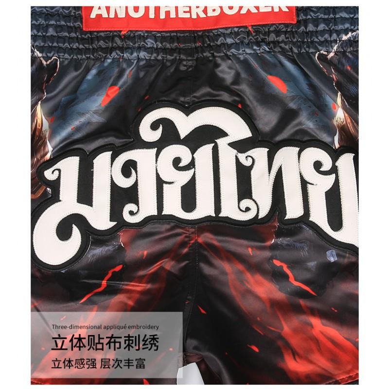 Mens Muay Thai Shorts Flame Bear Kickboxing Grappling Martial Arts Training Pants Men Women