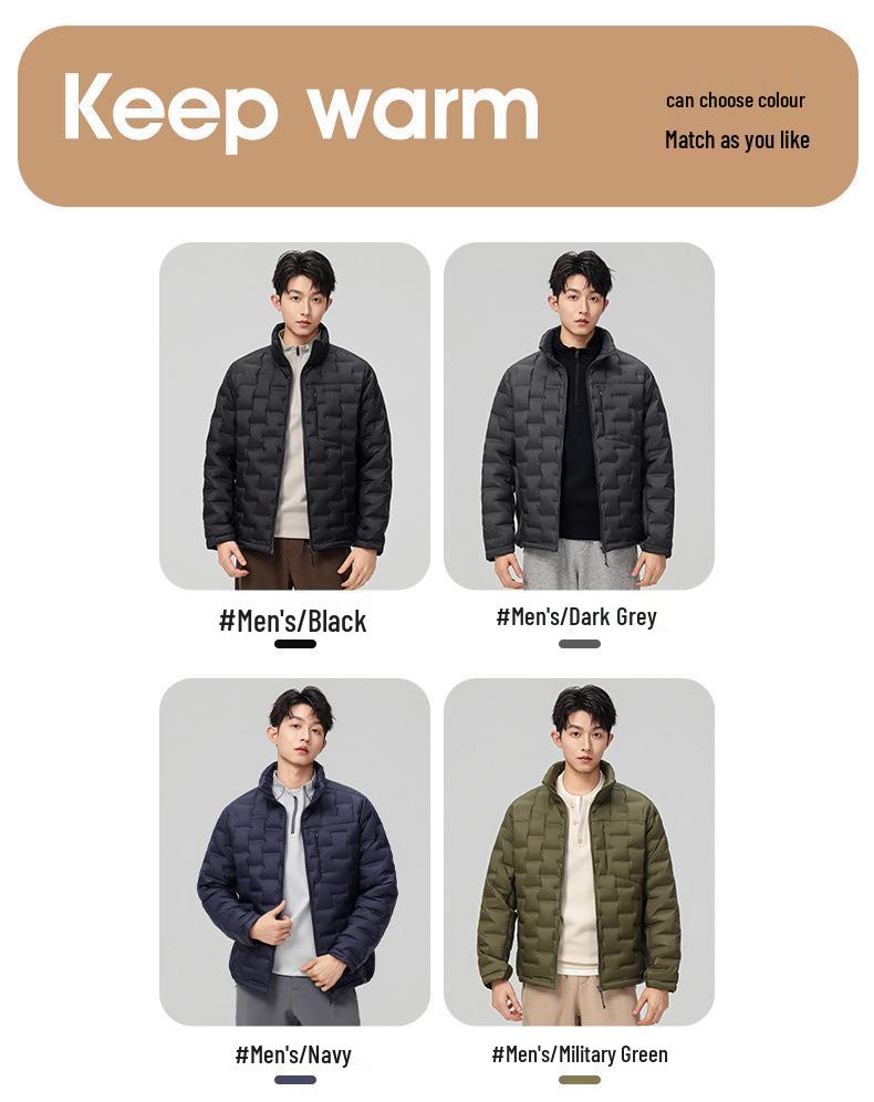 Unisex 2025 Autumn/Winter White Duck Down Jacket - Warm, Lightweight, and Versatile with Stand Collar.