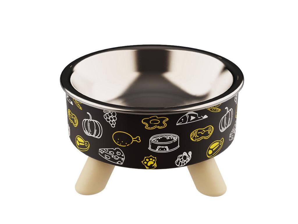 Polka Dot High-Footed Stainless Steel Pet Bowl - Anti-Spill, Neck Protection for Cats & Dogs