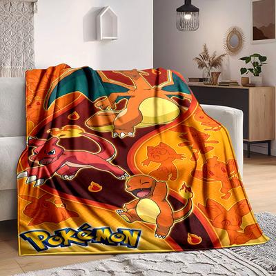 1pc Pokemon Charizard Soft & Warm Flannel Blanket, Multi-Purpose Throw Blanket for Couch, Sofa, Office, Bed, Camping, Travel