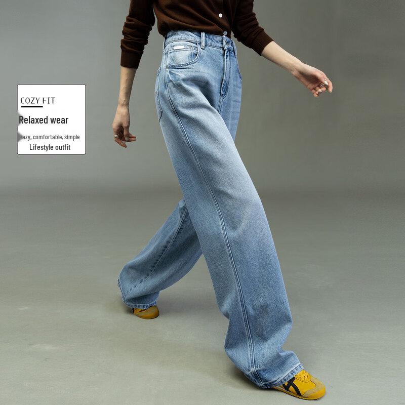 

Demana Women s 2025 Spring High-Waist Straight-Leg Denim Pants L
