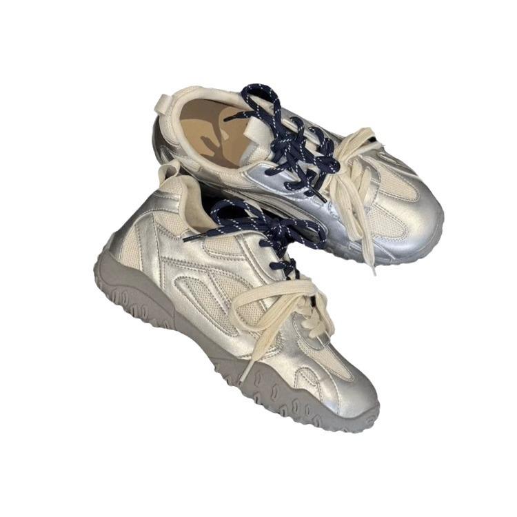 Retro German training shoes women's 2025 summer new leather Korean version versatile mesh breathable casual sports Forrest Gump dad shoes