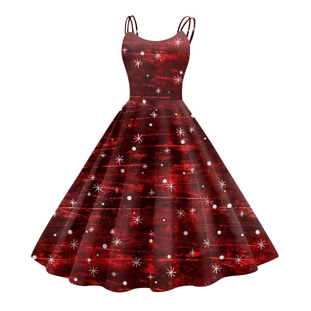 Women's Fashion Sexy Strapless Gothic Cocktail Christmas Graphic Printed Vintage Long Dresses